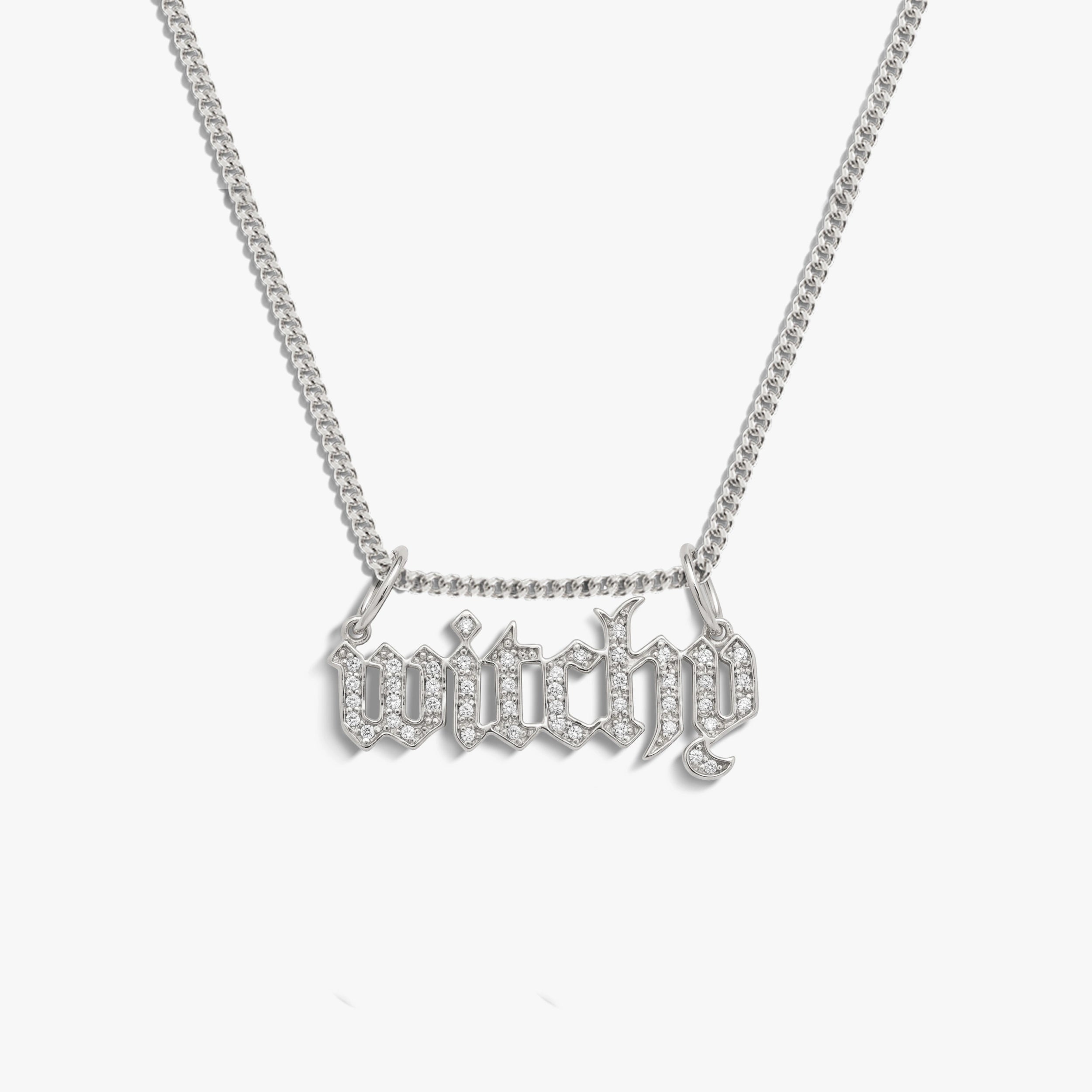 Awe Inspired Necklaces 925 Sterling Silver / 16'' - 18" Witchy Nameplate Cuban Necklace