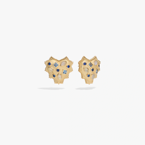Awe Inspired  Earrings Gemstone Blue Radiant Heart Studs