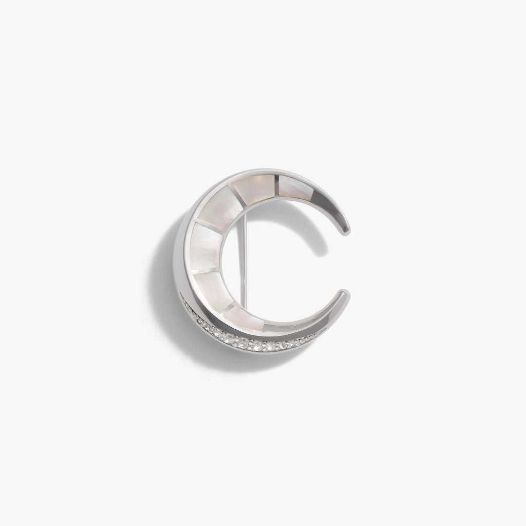 Awe Inspired Accessories 925 Sterling Silver Crescent Moon Brooch