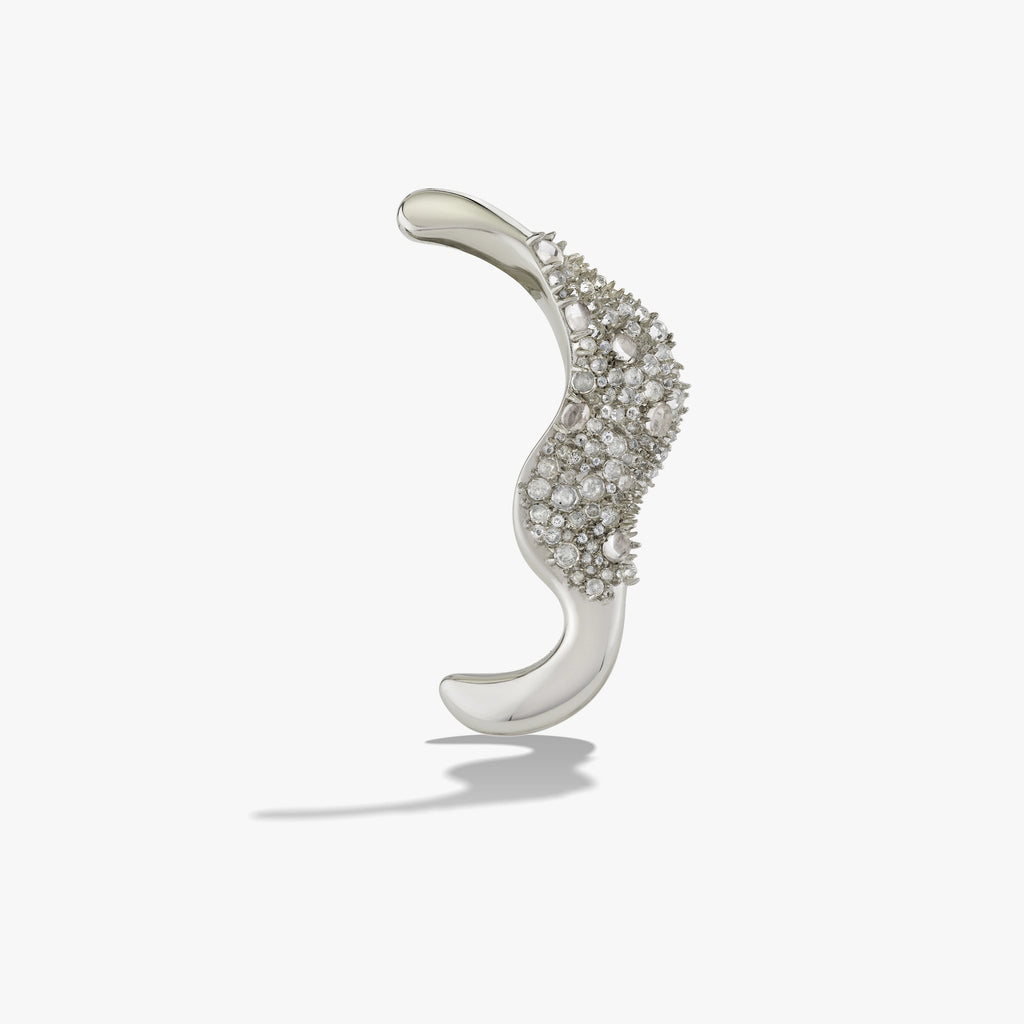 Awe Inspired Accessories 925 Sterling Silver Encrusted Abstract Brooch