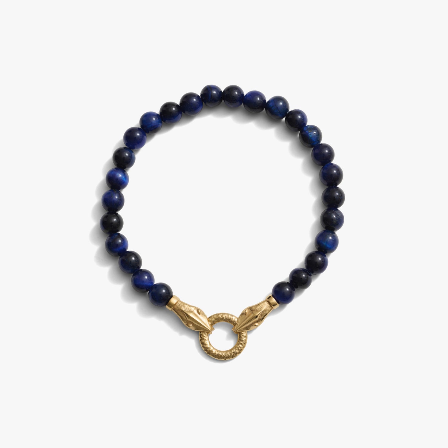 Awe Inspired Bracelets 14K Gold Vermeil / Blue Tiger's Eye Snake Beaded Bracelet