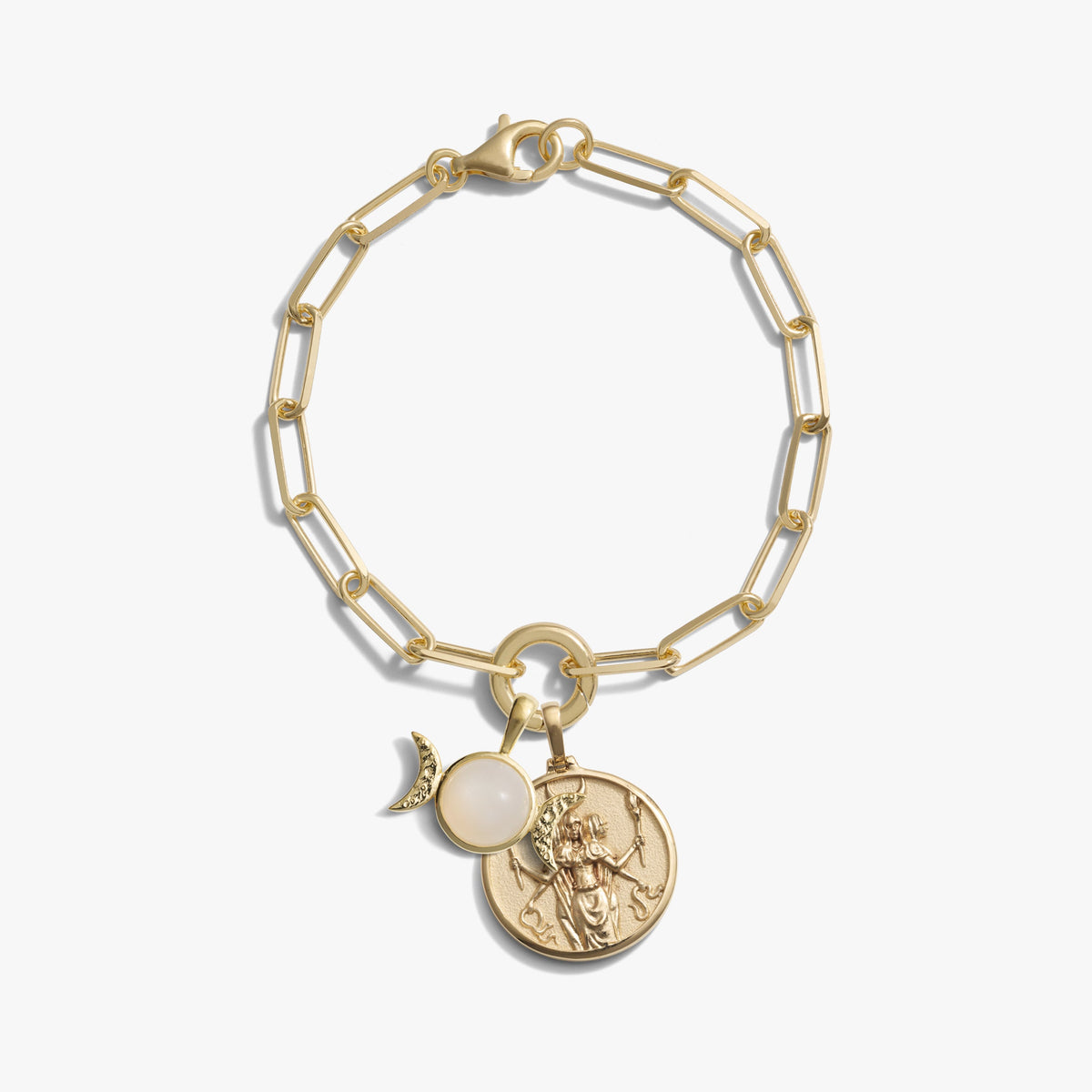 Awe Inspired Bracelets 14K Gold Vermeil Hecate Triple Moon Charm Bracelet