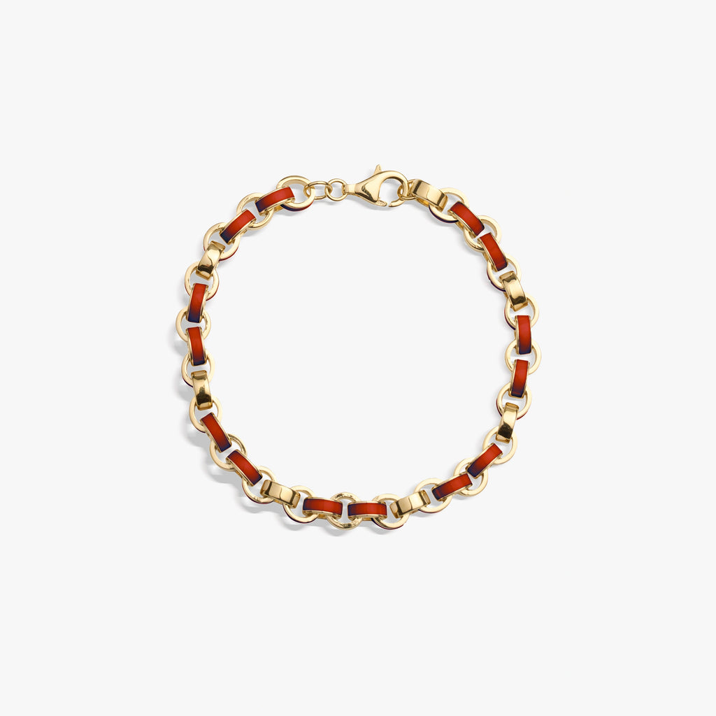Awe Inspired Bracelets 14K Gold Vermeil / Ruby Chunky Enamel Bracelet