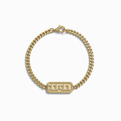 Awe Inspired Bracelets 14K Yellow Gold Vermeil 11:11 Cuban Bracelet