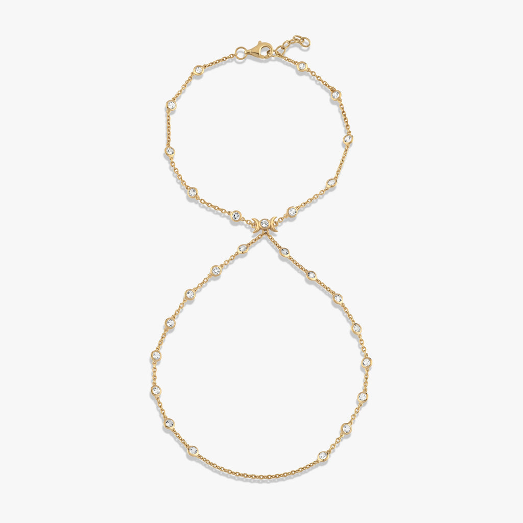 Awe Inspired Bracelets 14K Yellow Gold Vermeil / 6.25" Triple Moon Hand Chain