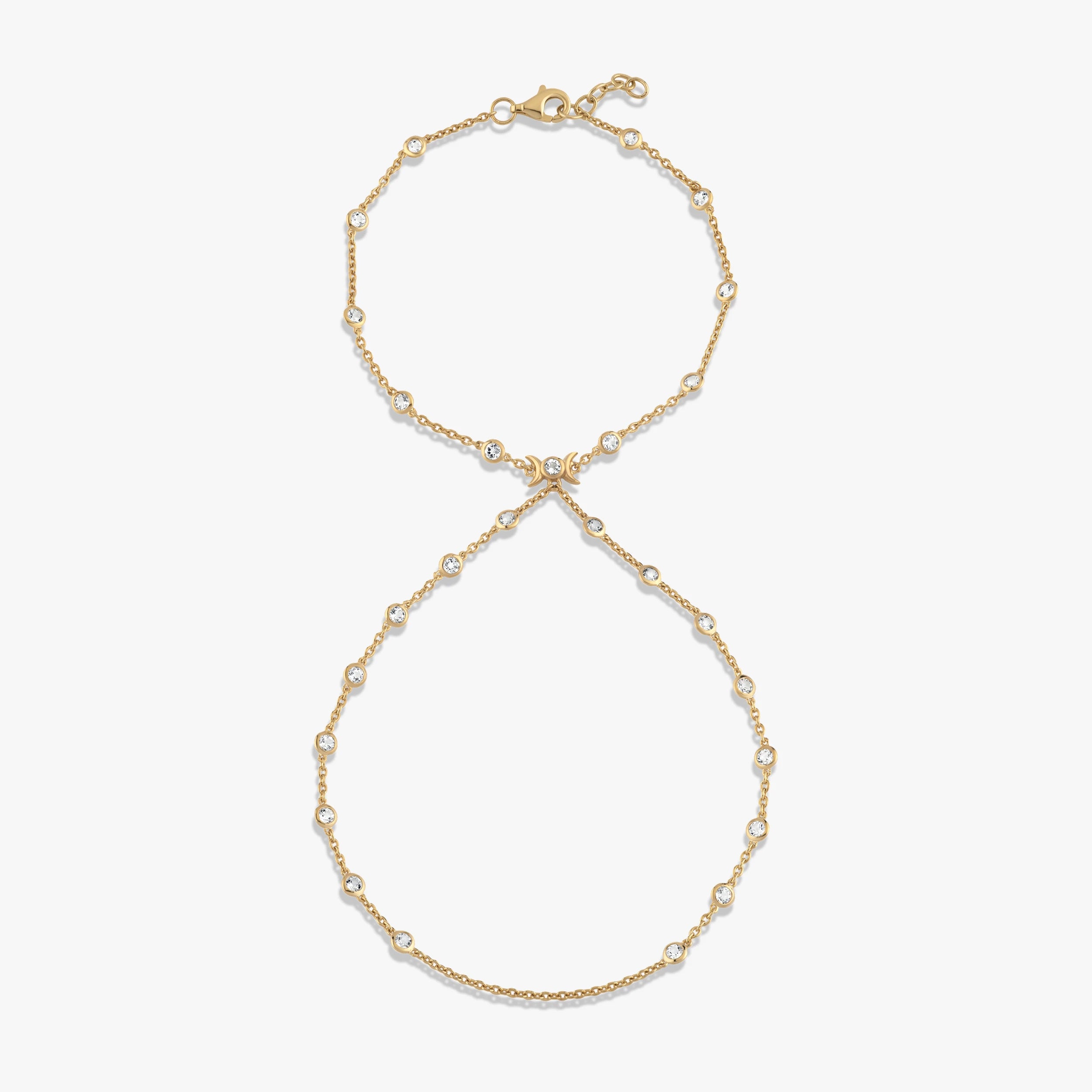 Awe Inspired Bracelets 14K Yellow Gold Vermeil / 6.25" Triple Moon Hand Chain
