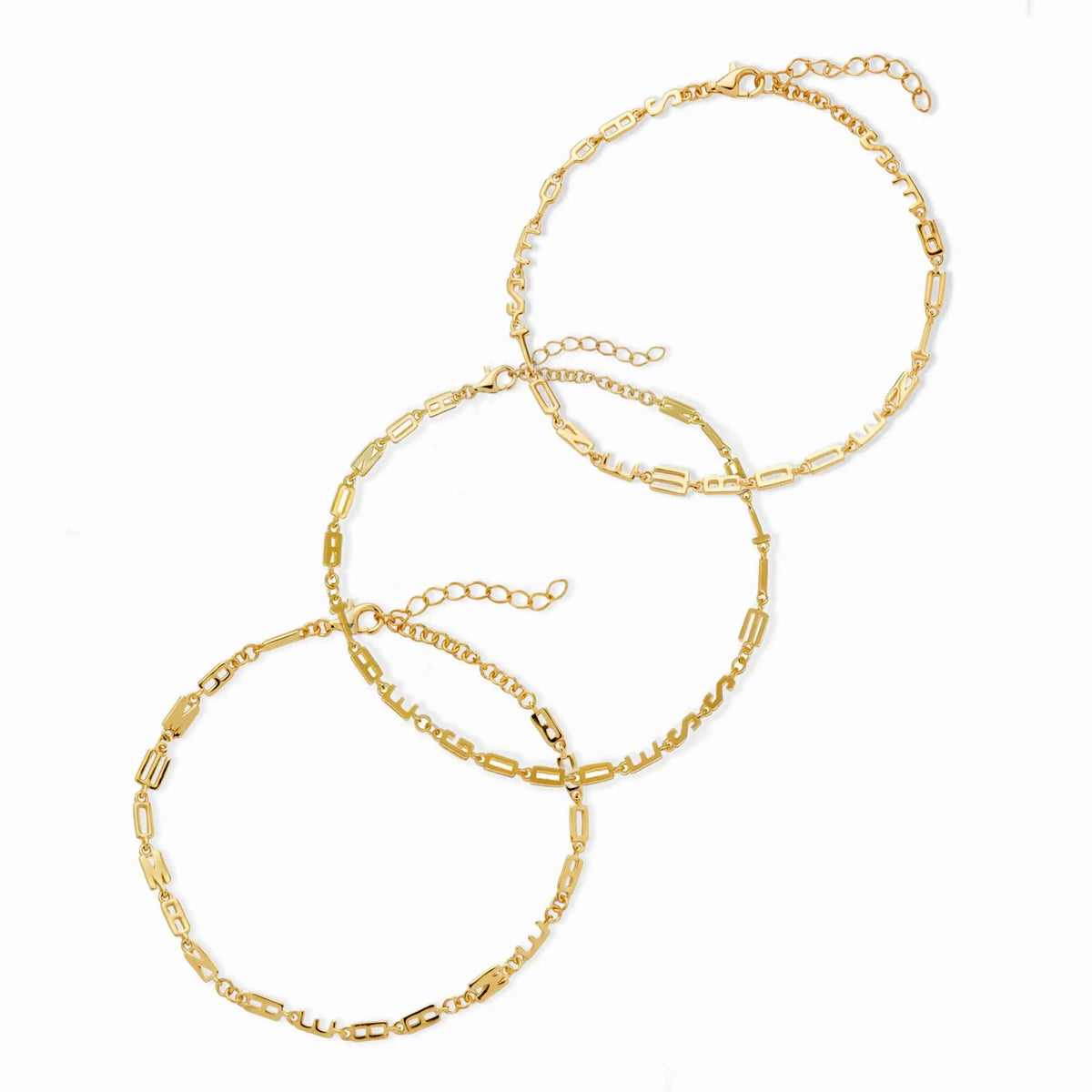 Awe Inspired Bracelets 14K Yellow Gold Vermeil Affirmation Bracelets Gift Set