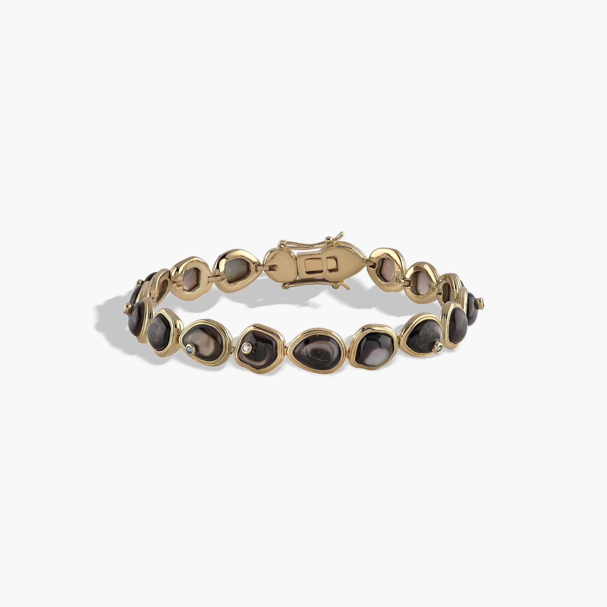Awe Inspired Bracelets 14K Yellow Gold Vermeil / Black Mother of Pearl / 6.75" Organic Pearl Gemstone Tennis Bracelet