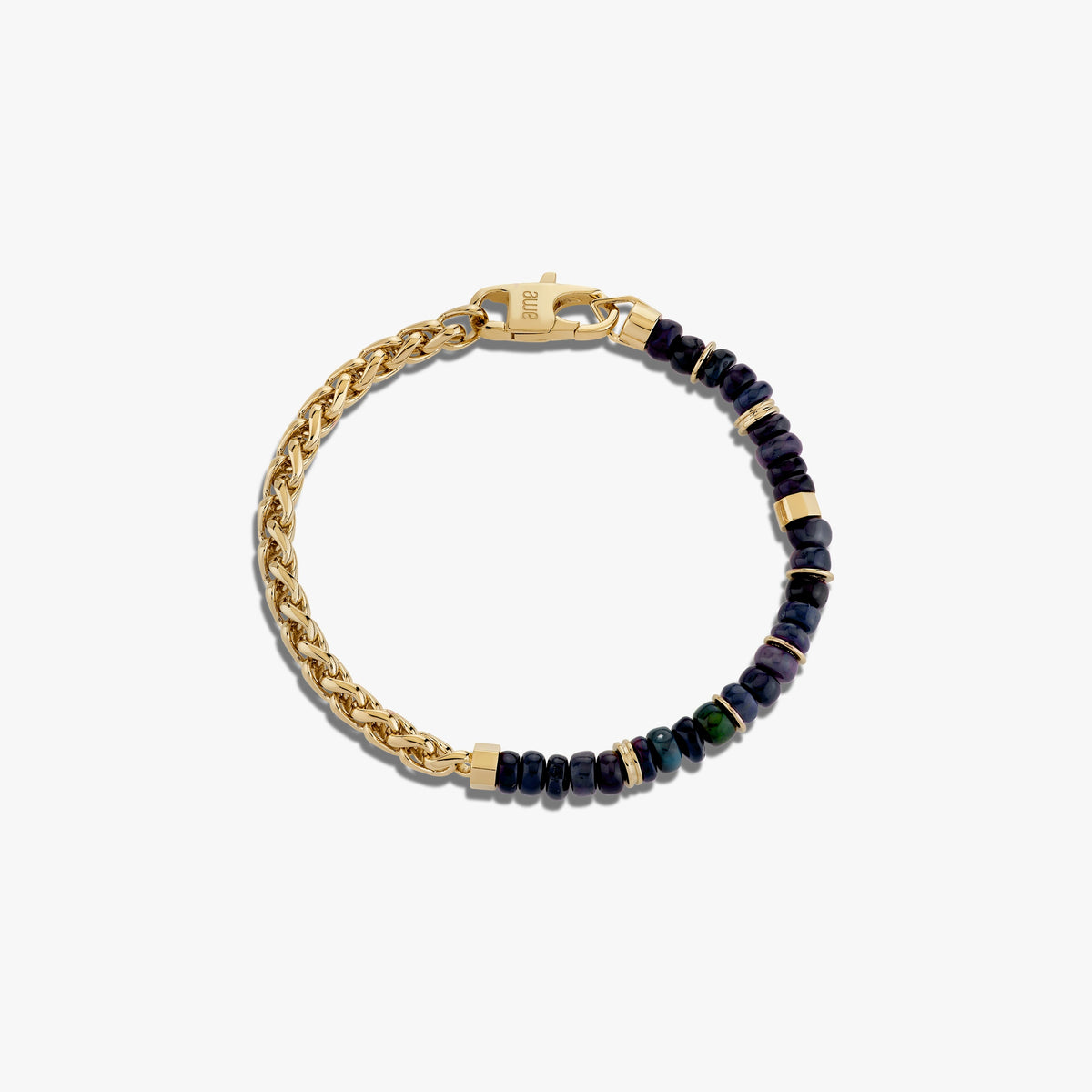Awe Inspired Bracelets 14K Yellow Gold Vermeil Black Opal Meditation Bracelet