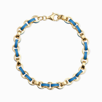 Awe Inspired Bracelets 14K Yellow Gold Vermeil / Blue Chunky Enamel Bracelet