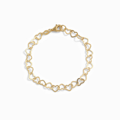 Awe Inspired Bracelets 14K Yellow Gold Vermeil Eternity Heart Chain Bracelet