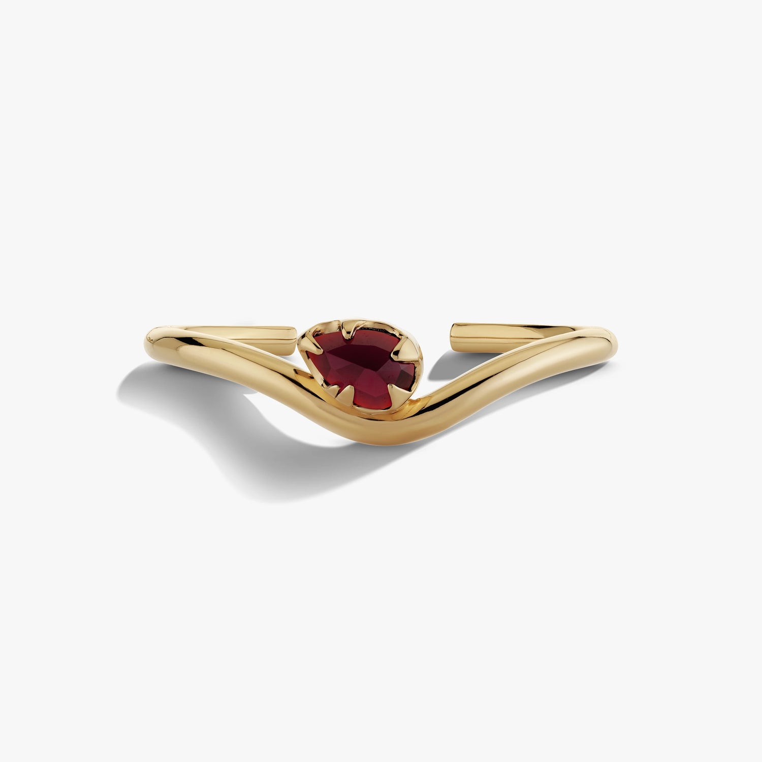 Awe Inspired Bracelets 14K Yellow Gold Vermeil / Garnet Molten Statement Gemstone Cuff Bracelet