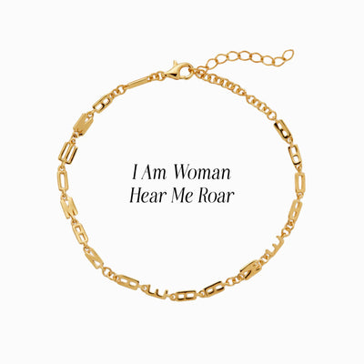 Awe Inspired Bracelets 14K Yellow Gold Vermeil / I Am Woman Hear Me Roar Affirmation Bracelet