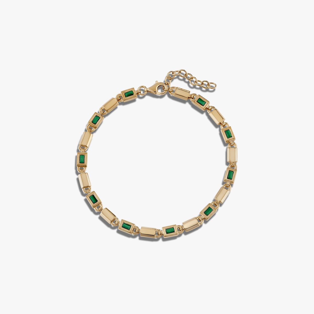Awe Inspired Bracelets 14K Yellow Gold Vermeil / Malachite Geo Link Tennis Bracelet