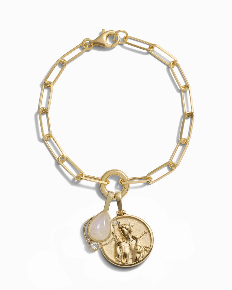 Awe Inspired Bracelets 14K Yellow Gold Vermeil / Mini Artemis Moon Goddess Bracelet Set