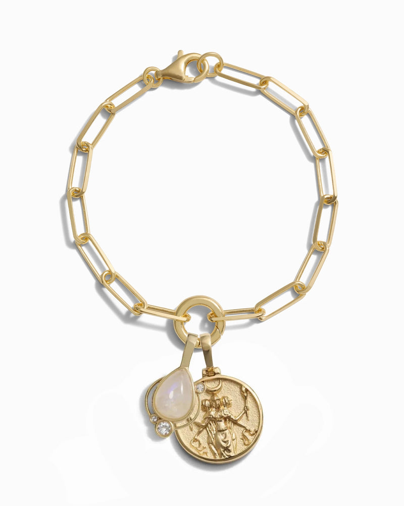 Awe Inspired Bracelets 14K Yellow Gold Vermeil / Mini Hecate Moon Goddess Bracelet Set