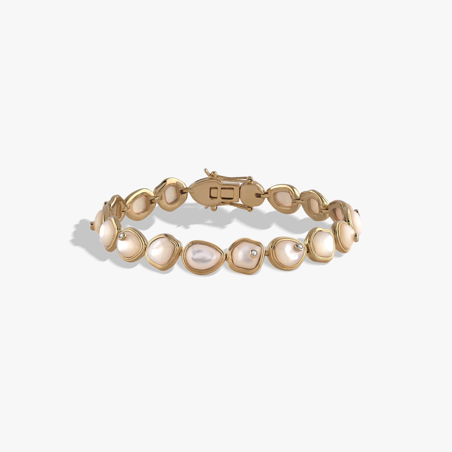 Product image of Awe Inspired Bracelets 14K Yellow Gold Vermeil / Mother of Pearl / 6.75" Organic Pearl Gemstone Tennis Bracelet