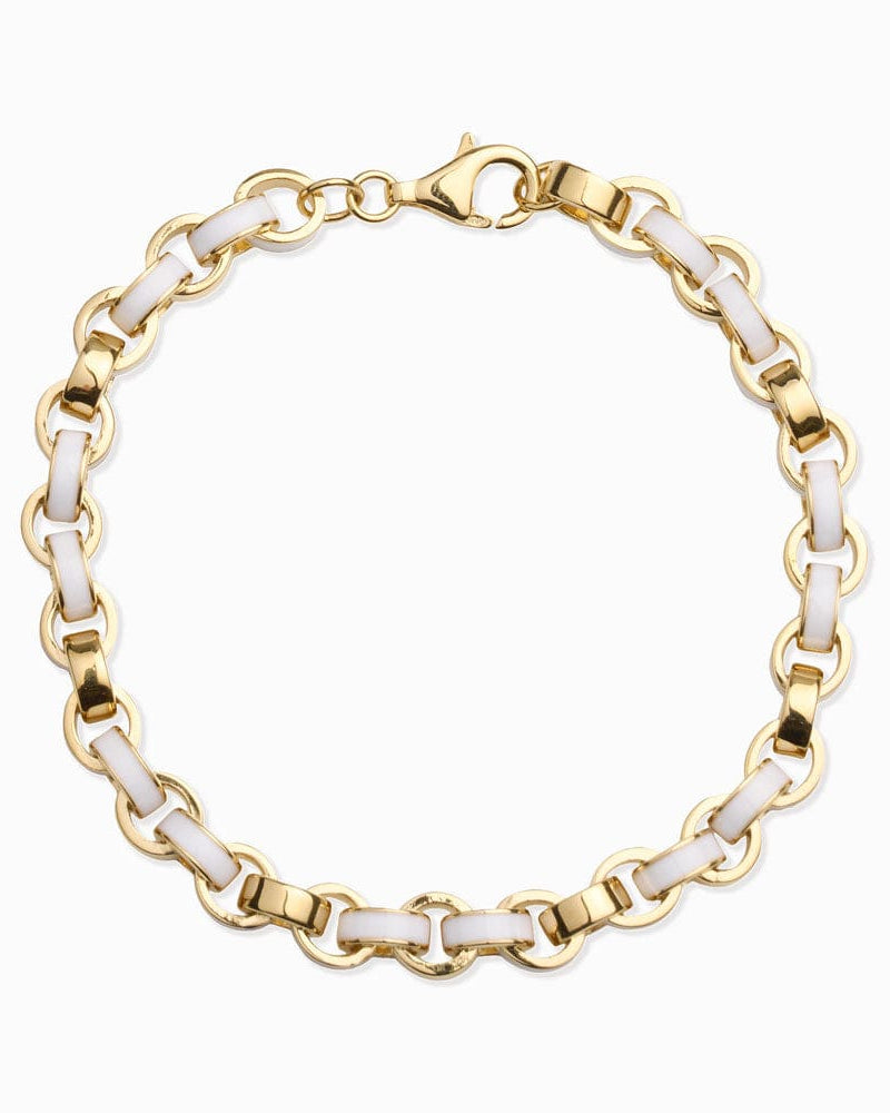 Awe Inspired Bracelets 14K Yellow Gold Vermeil / White Chunky Enamel Bracelet