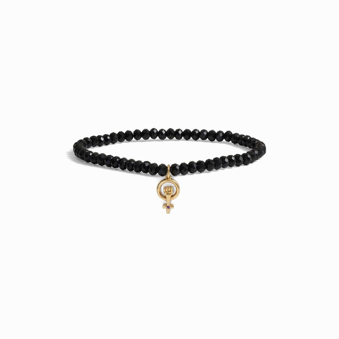 Awe Inspired Bracelets 14K Yellow Gold Vermeil Woman Power Onyx Beaded Bracelet