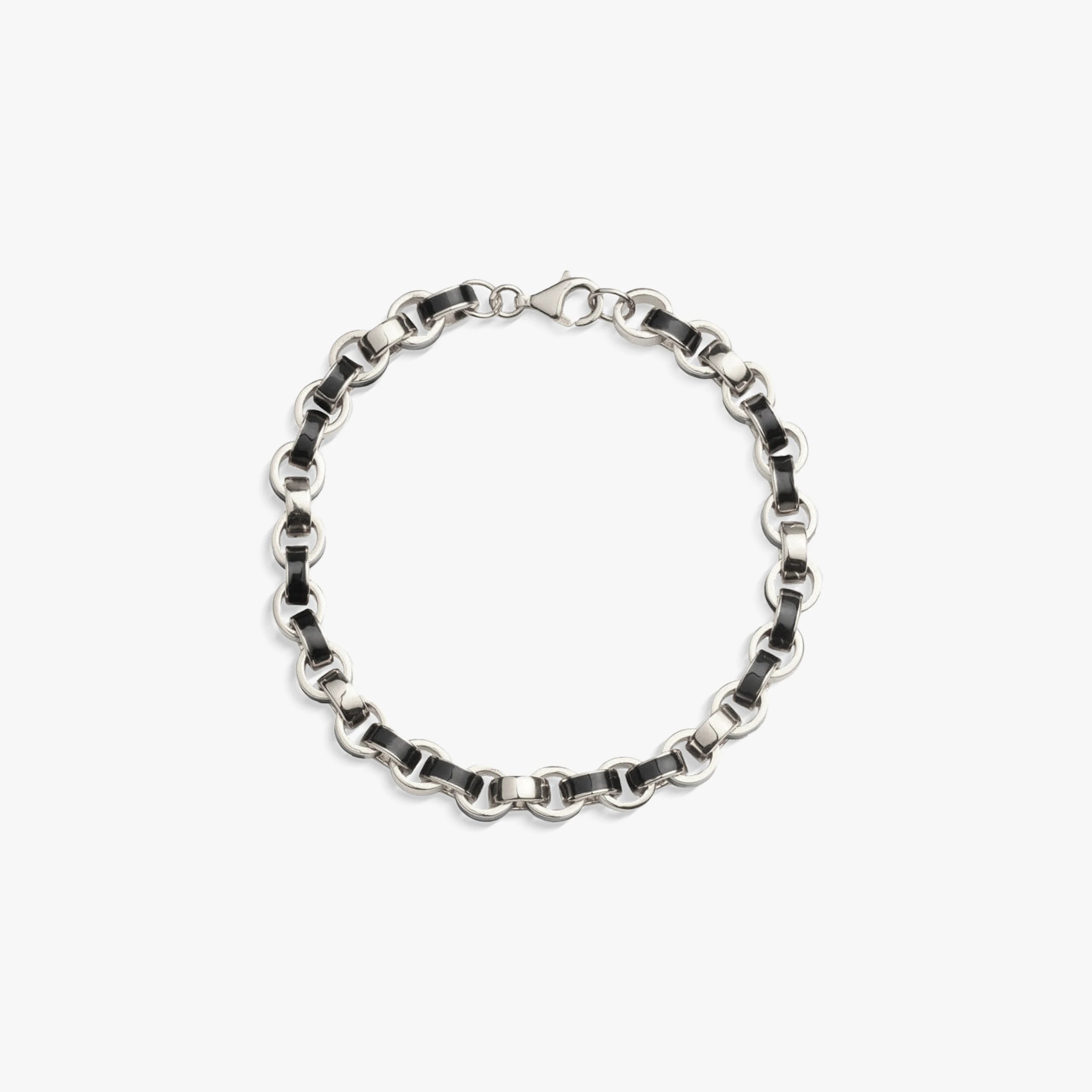 Awe Inspired Bracelets 925 Sterling Silver / Black Chunky Enamel Bracelet