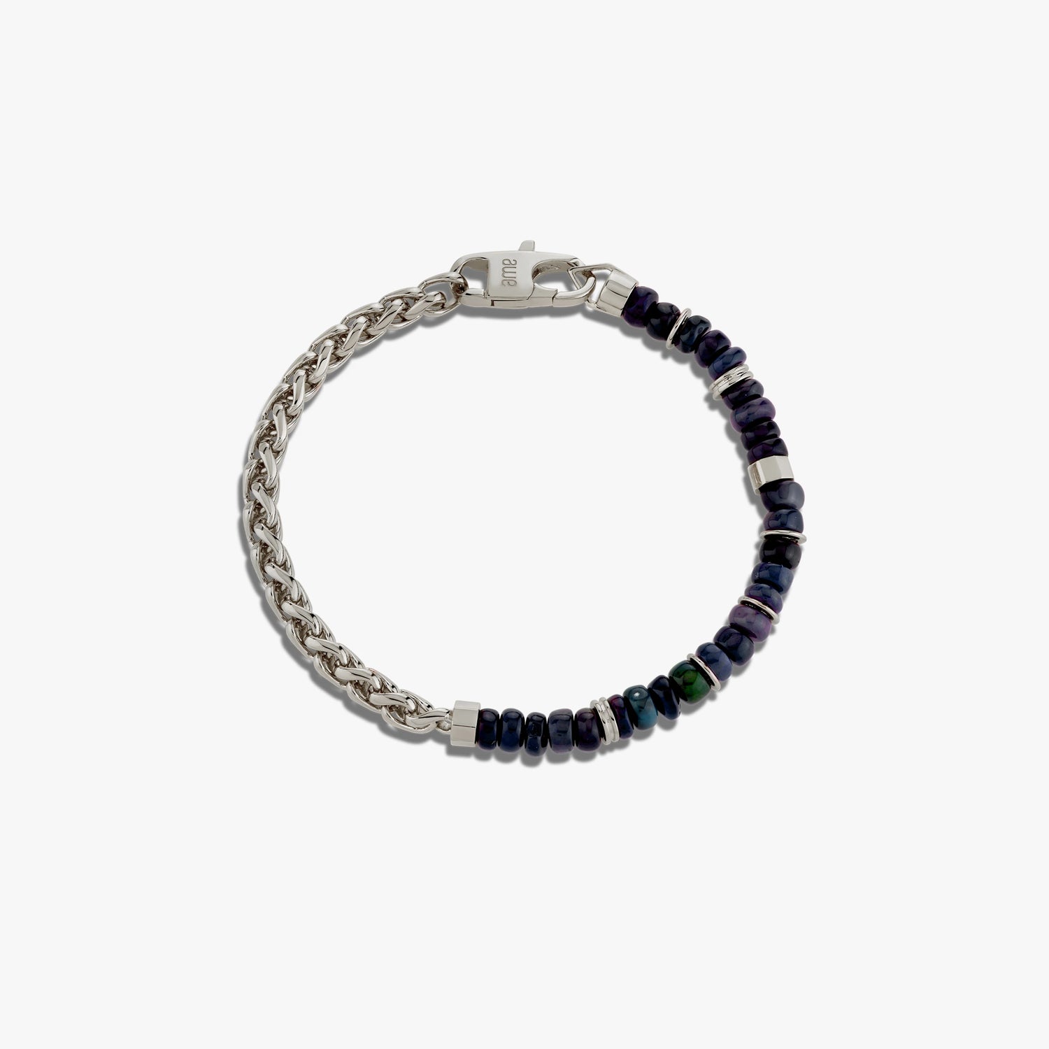 Awe Inspired Bracelets 925 Sterling Silver Black Opal Meditation Bracelet