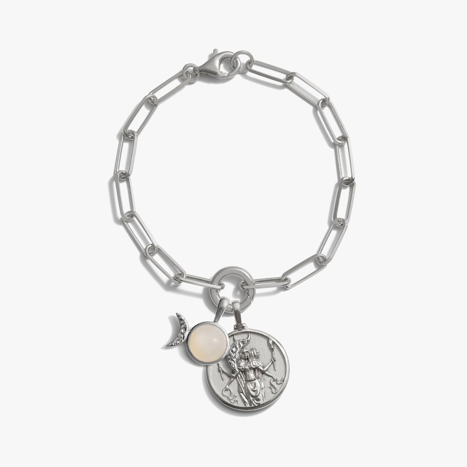 Awe Inspired Bracelets 925 Sterling Silver Hecate Triple Moon Charm Bracelet