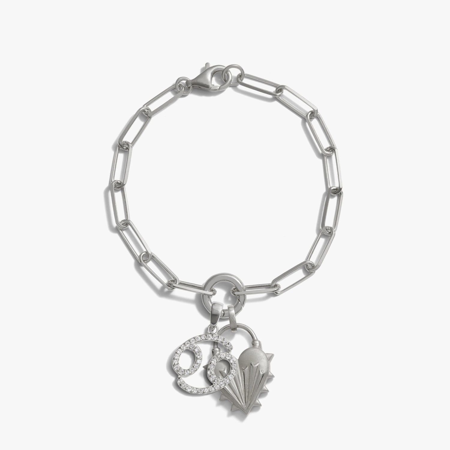 Awe Inspired Bracelets 925 Sterling Silver / Leo Spiked Heart Zodiac Charm Bracelet