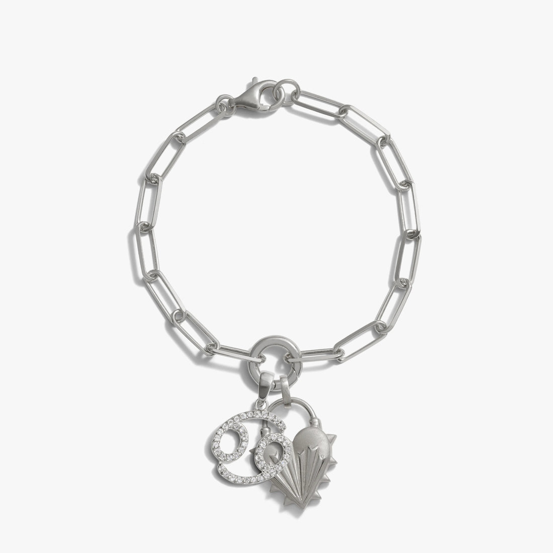 Awe Inspired Bracelets 925 Sterling Silver / Leo Spiked Heart Zodiac Charm Bracelet