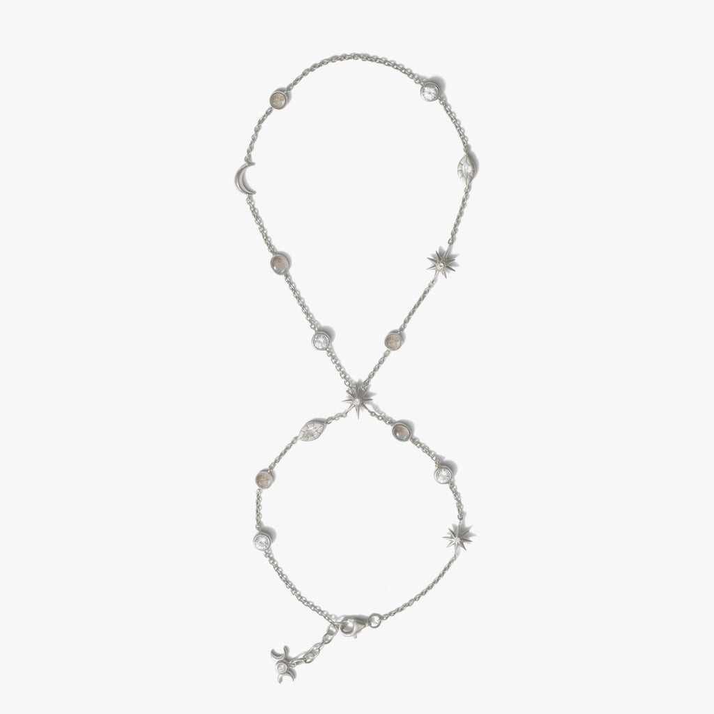 Awe Inspired Bracelets 925 Sterling Silver Midnight Reflection Hand Chain