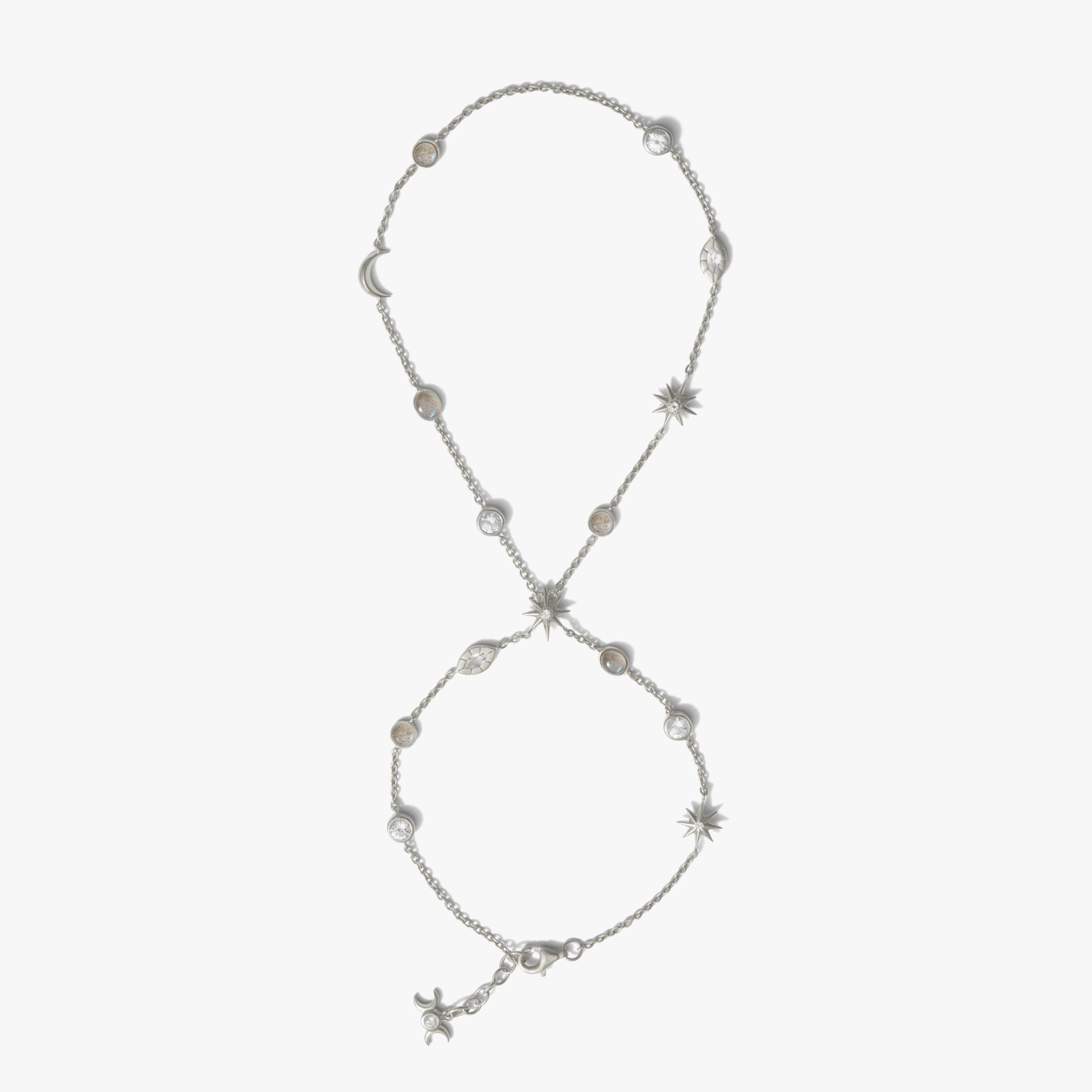 Awe Inspired Bracelets 925 Sterling Silver Midnight Reflection Hand Chain