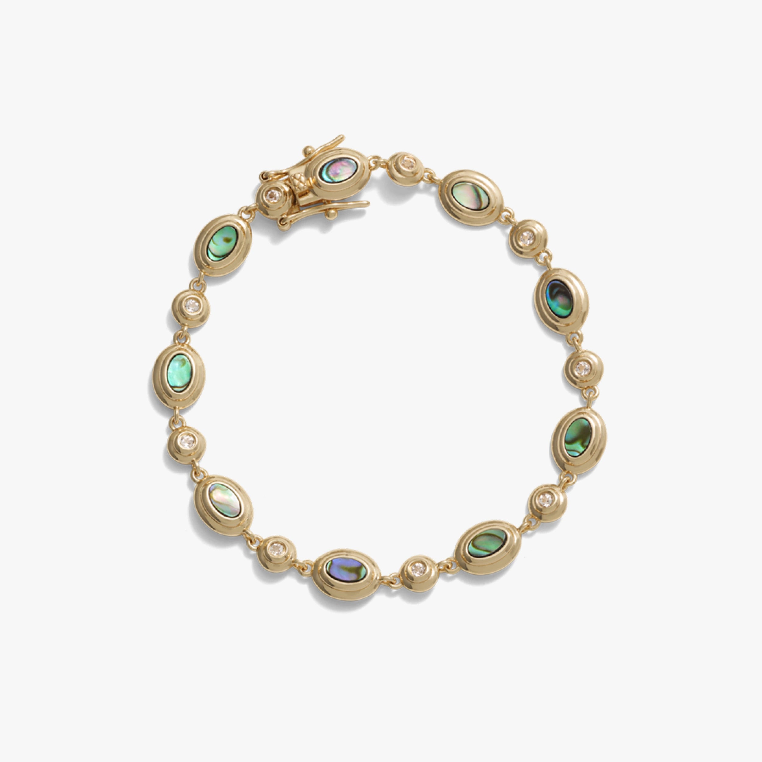 Awe Inspired Bracelets Abalone / 14K Yellow Gold Vermeil / 6.7" Gemstone Tennis Bracelet