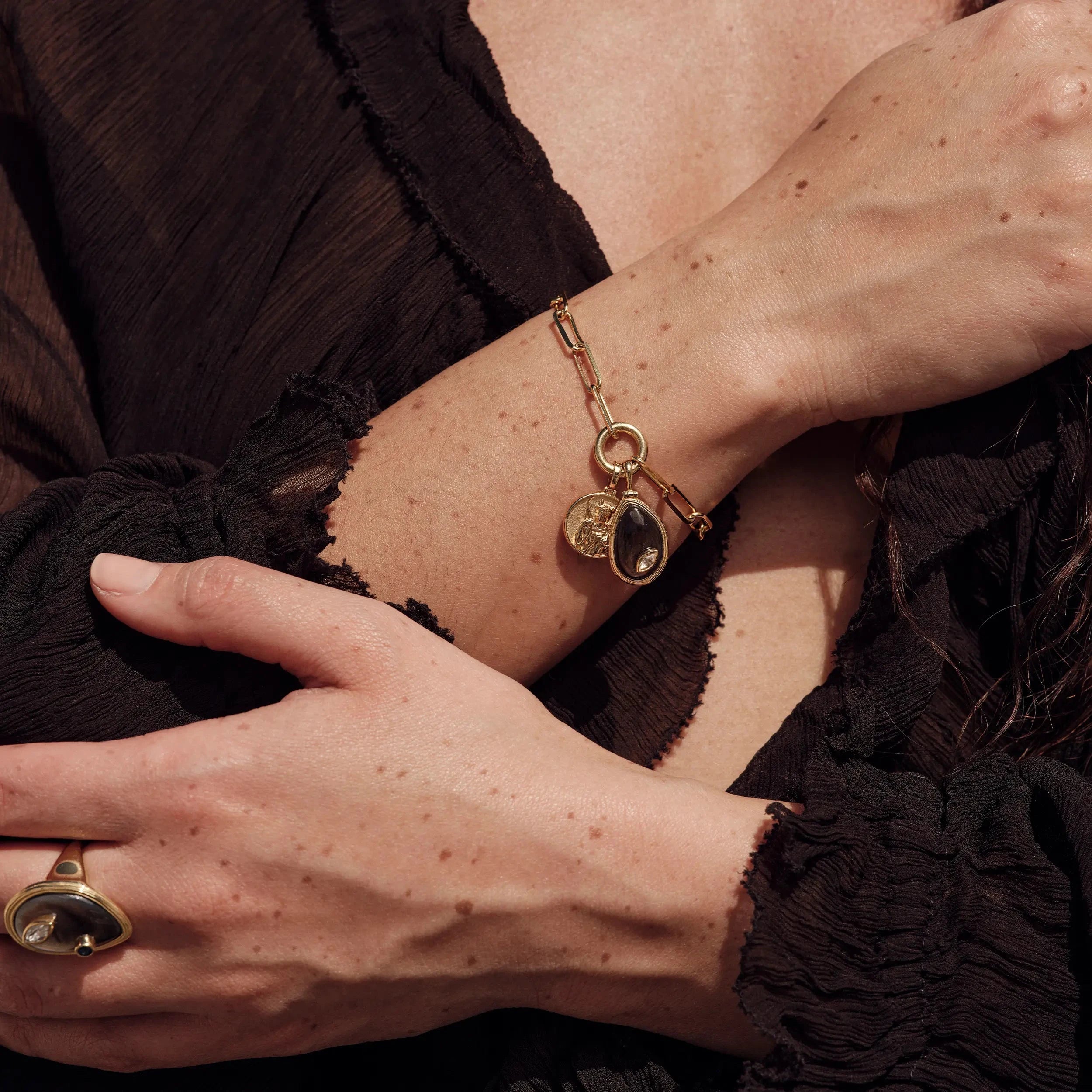 Awe Inspired Bracelets Black Pearl Triple Goddess Bracelet