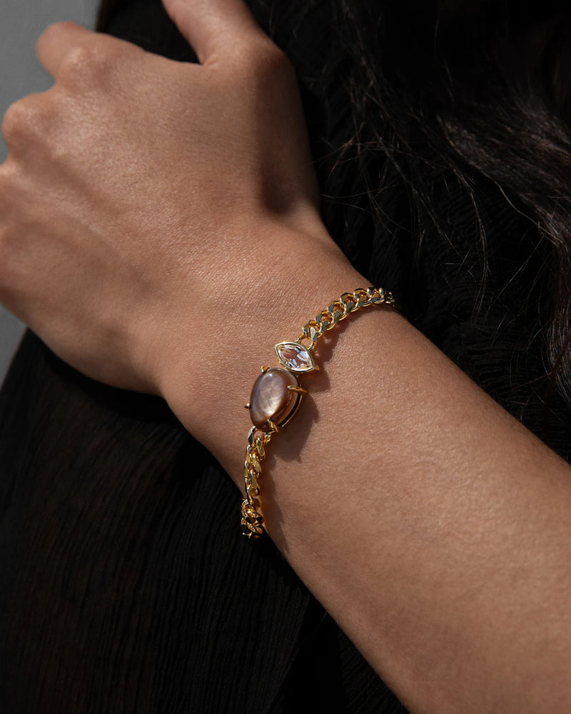 Awe Inspired Bracelets Deep Sea Black Mother of Pearl Chain Bracelet