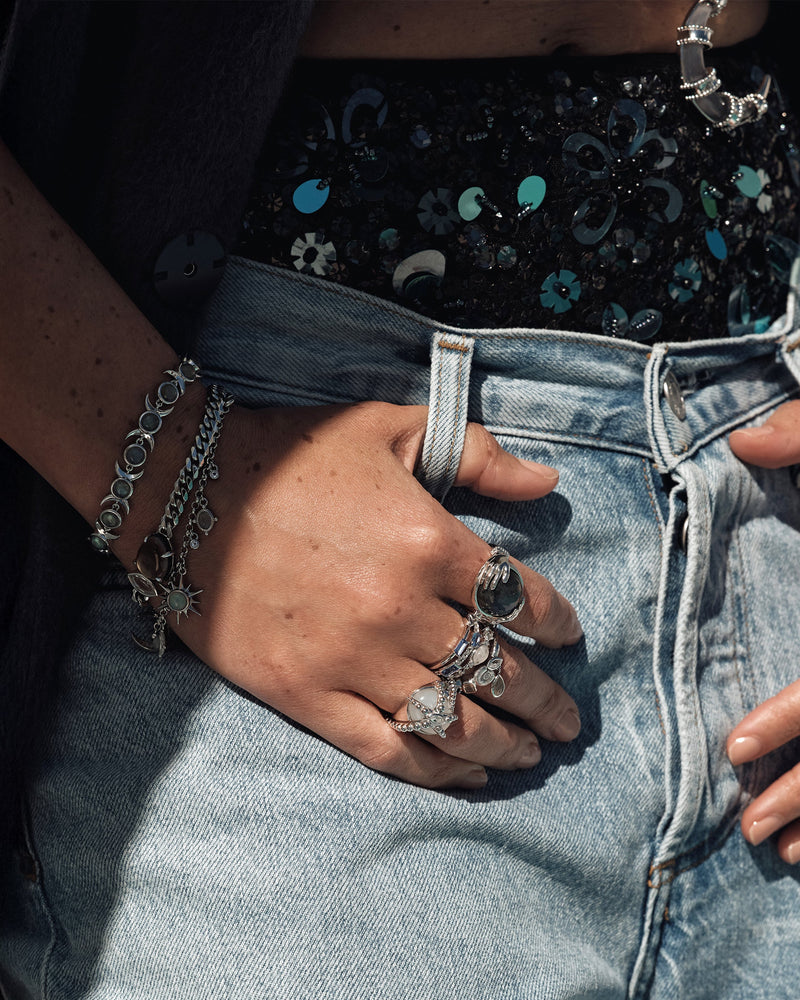 Awe Inspired Bracelets Deep Sea Black Mother of Pearl Chain Bracelet