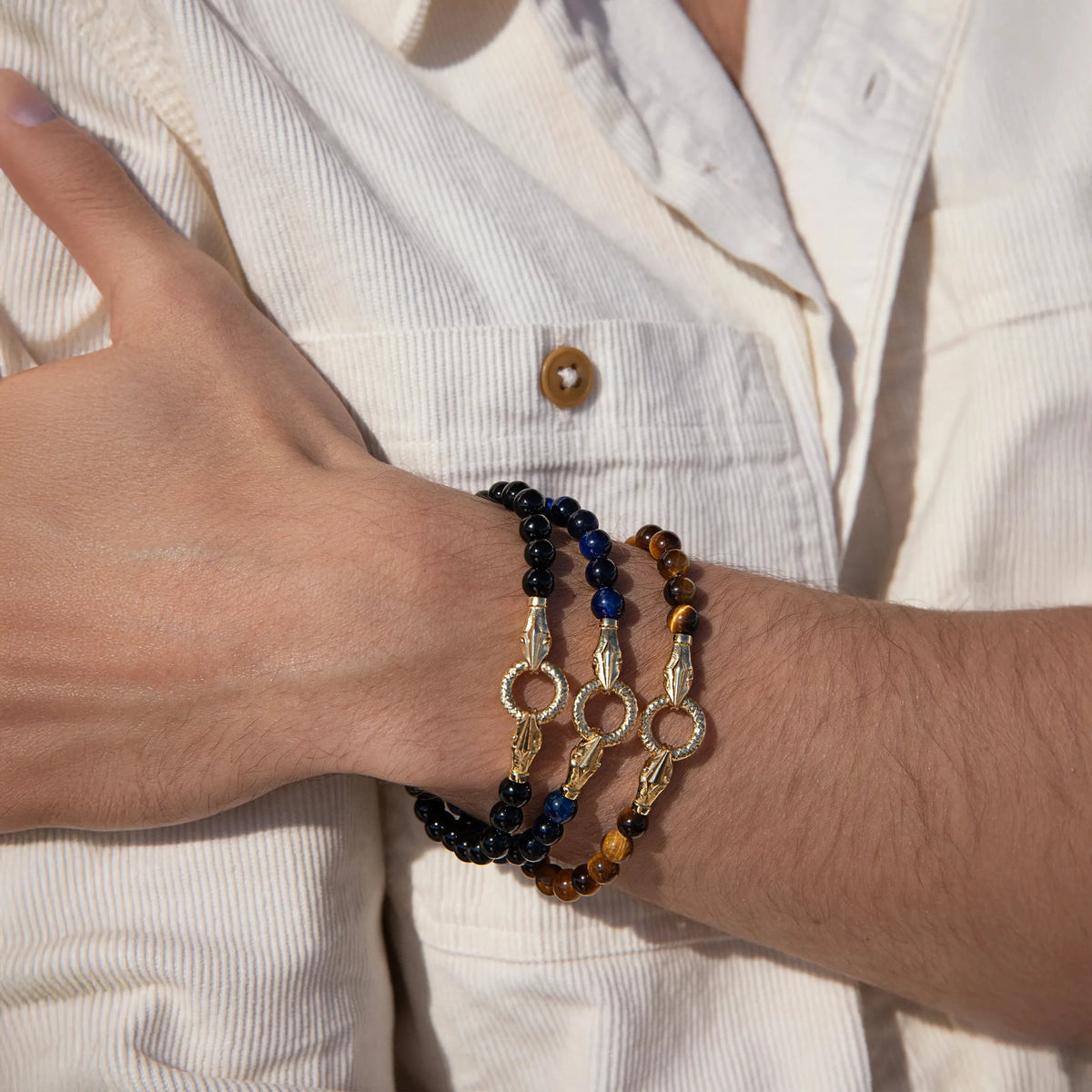 Awe Inspired Bracelets Double Snake- Mens Beaded Bracelet