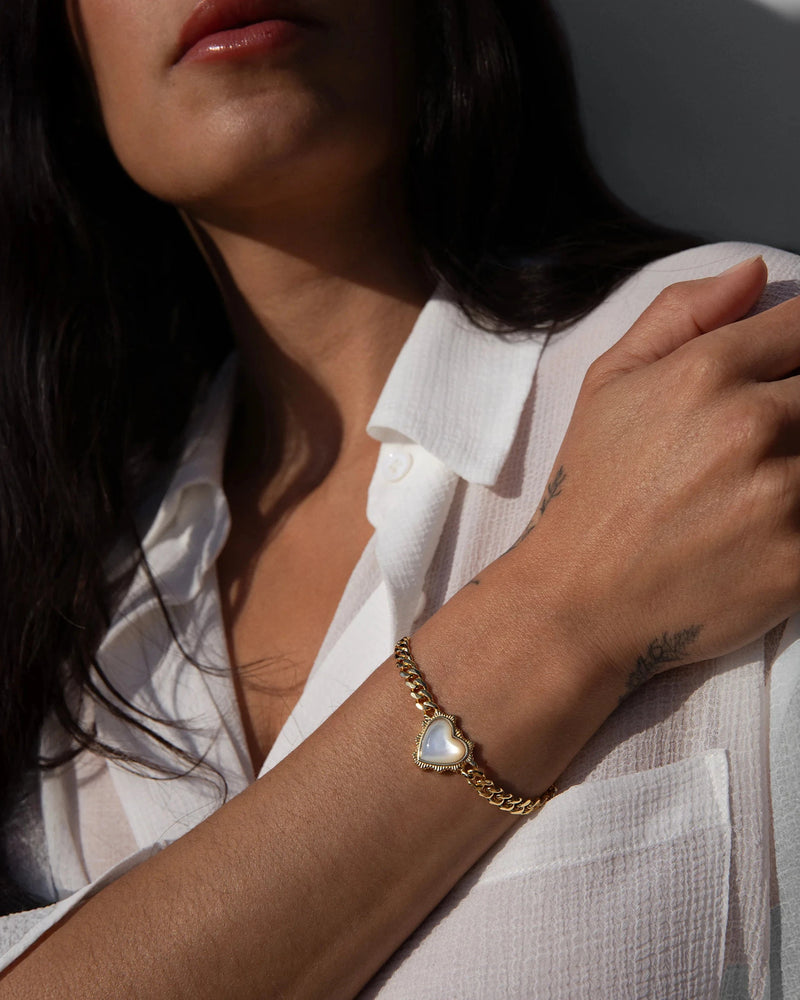 Awe Inspired Bracelets Heart Cabochon Cuban Bracelet