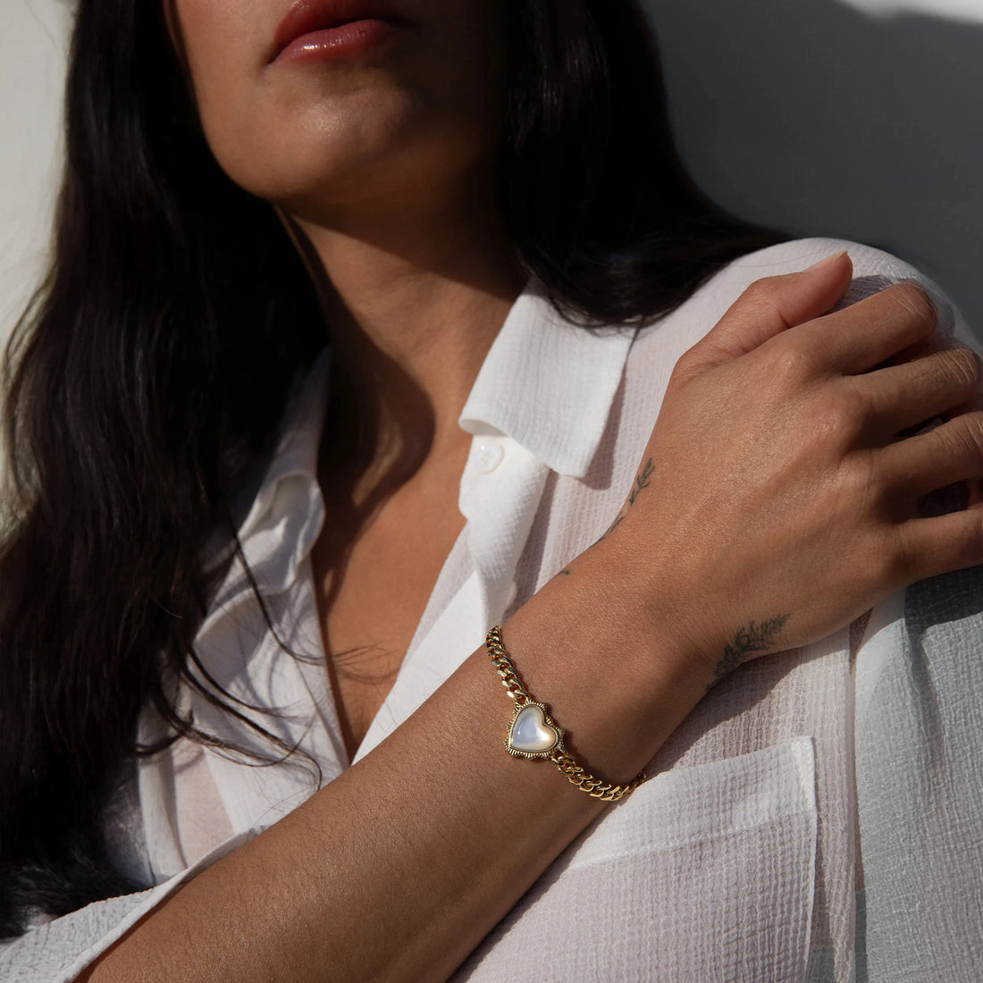 Awe Inspired Bracelets Heart Cabochon Cuban Bracelet