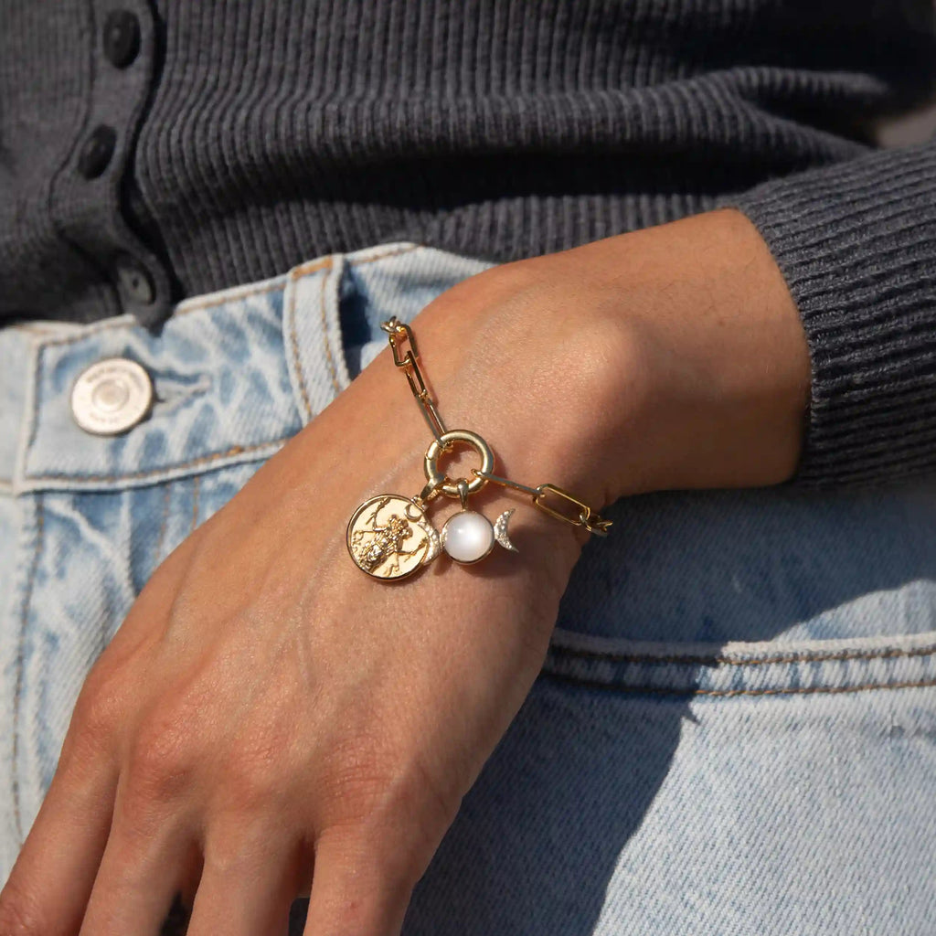 Awe Inspired Bracelets Hecate Triple Moon Charm Bracelet