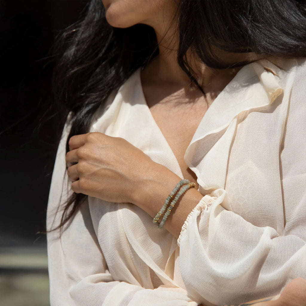 Awe Inspired Bracelets Labradorite Heishi Double Wrap Bracelet