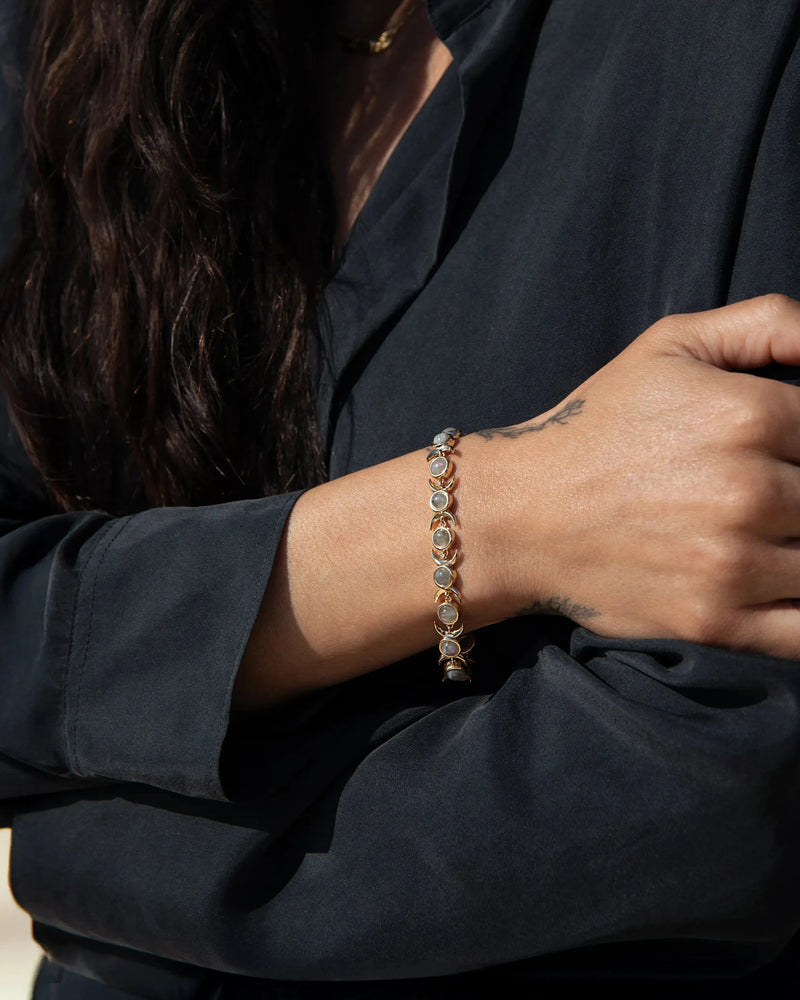 Awe Inspired Bracelets Labradorite Triple Moon Tennis Bracelet