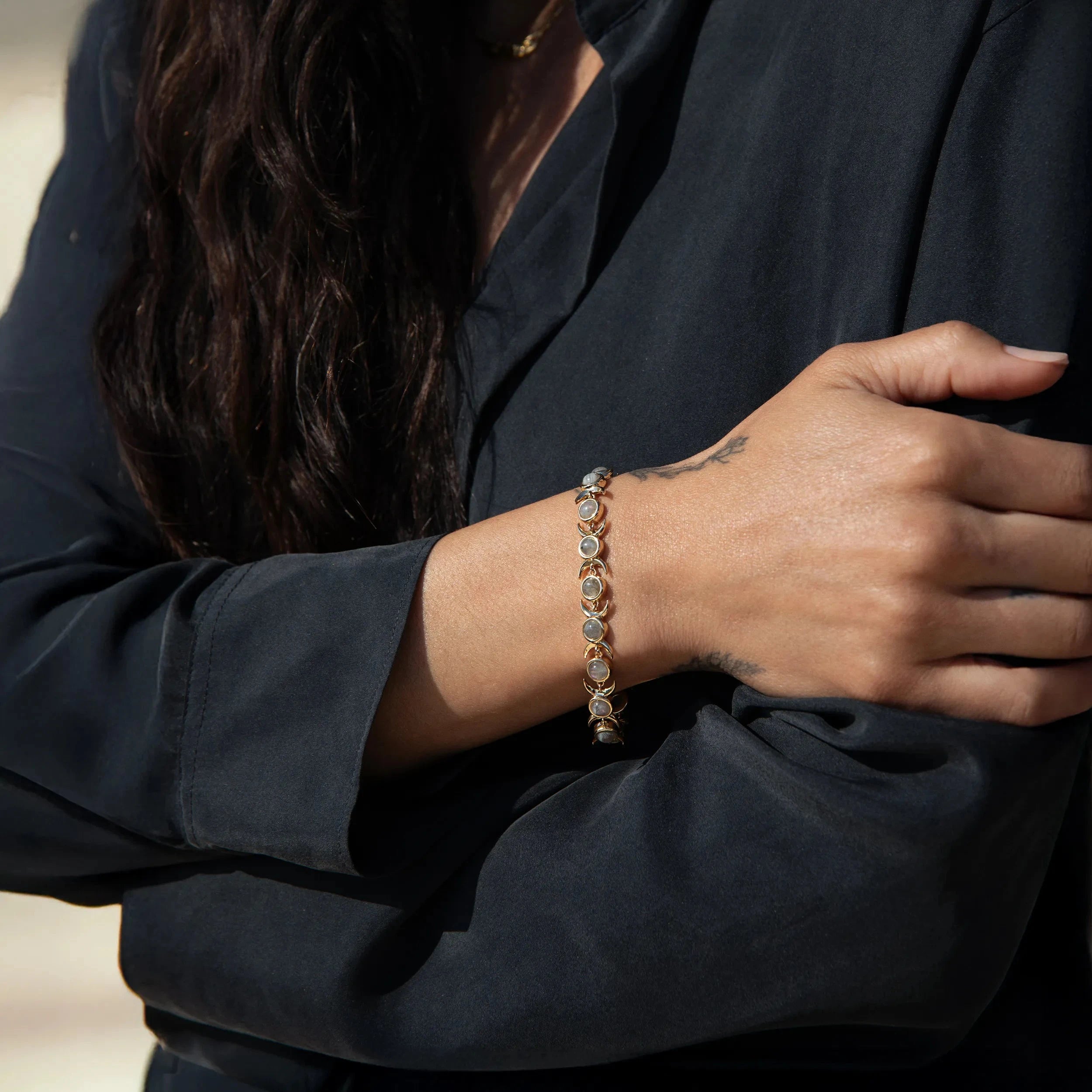 Awe Inspired Bracelets Labradorite Triple Moon Tennis Bracelet