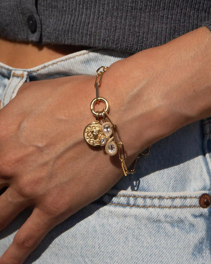 Awe Inspired Bracelets Medusa and Infinity Snake Charm Bracelet