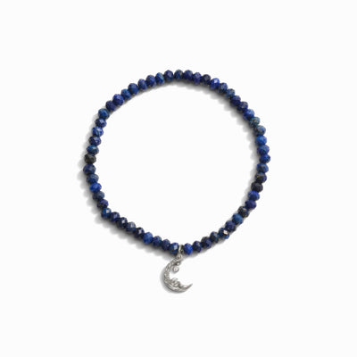 Awe Inspired Bracelets Moon Wave Lapis Beaded Bracelet