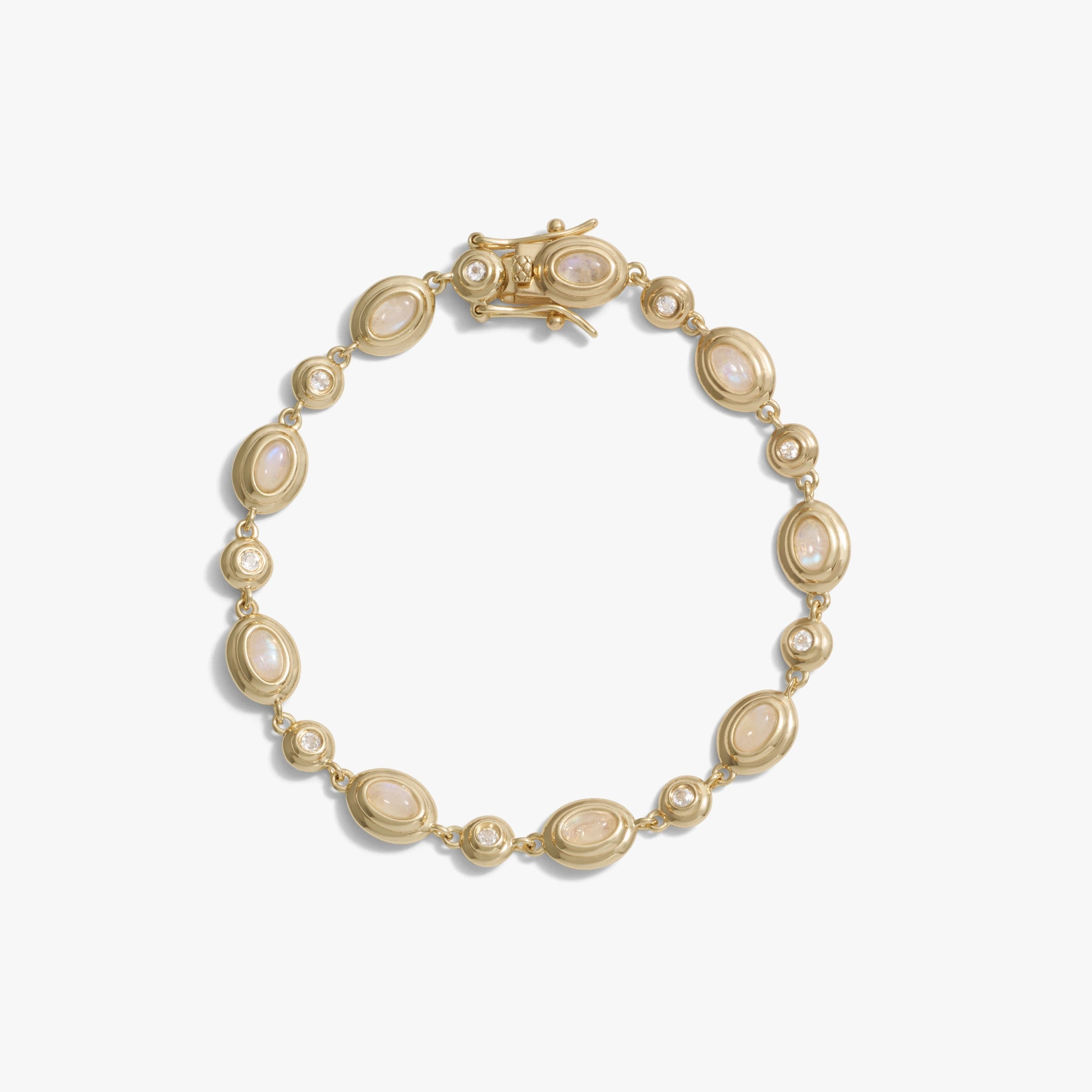 Awe Inspired Bracelets Moonstone / 14K Yellow Gold Vermeil / 6.7" Gemstone Tennis Bracelet