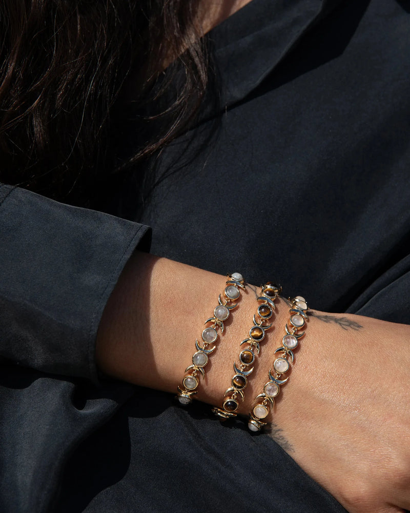 Awe Inspired Bracelets Moonstone Triple Moon Tennis Bracelet