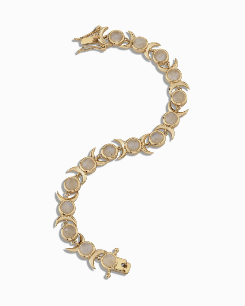 Awe Inspired Bracelets Moonstone Triple Moon Tennis Bracelet