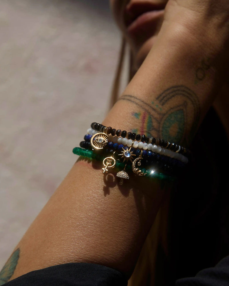 Awe Inspired Bracelets Mushroom Green Onyx Beaded Bracelet