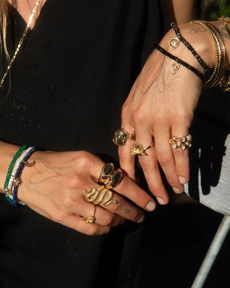 Awe Inspired Bracelets Mushroom Green Onyx Beaded Bracelet