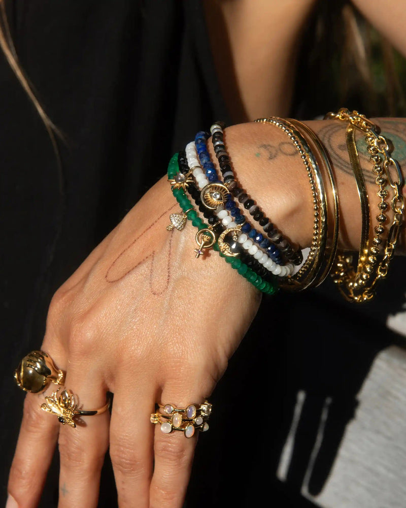 Awe Inspired Bracelets Mushroom Green Onyx Beaded Bracelet