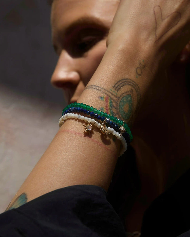Awe Inspired Bracelets Mushroom Green Onyx Beaded Bracelet